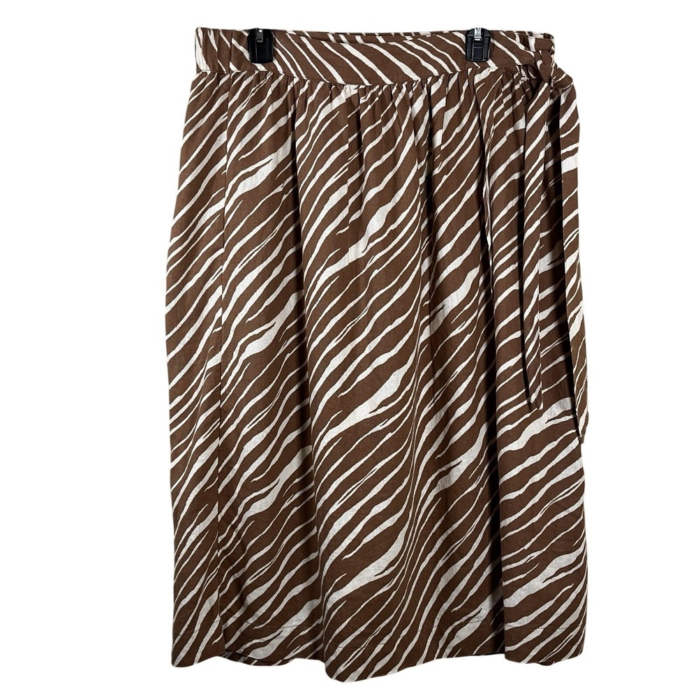A New Day Linen Blend Zebra Print Wrap Midi Skirt
